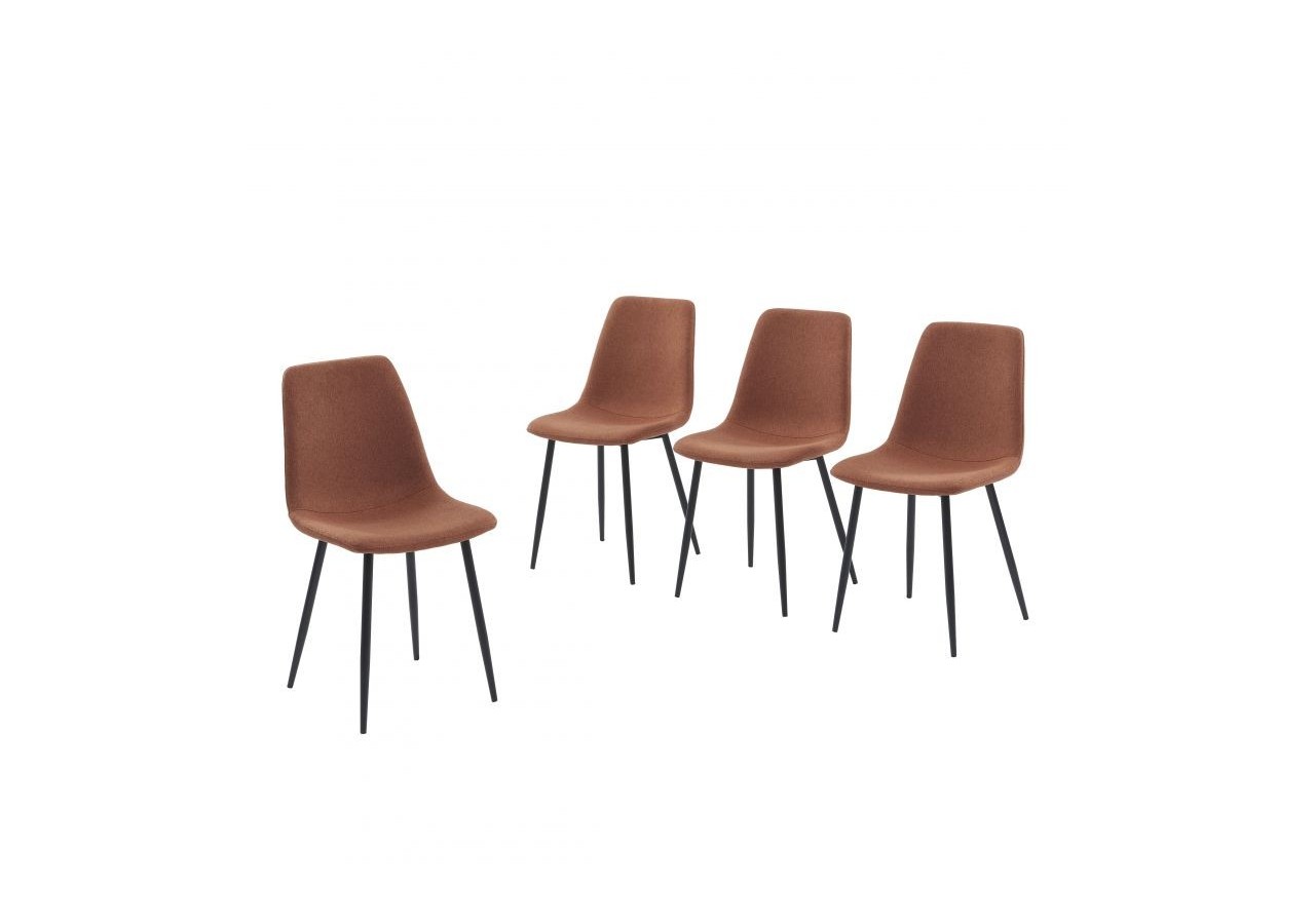Lot de 4 chaises ESTELLE tissu bordeaux pieds métal noir