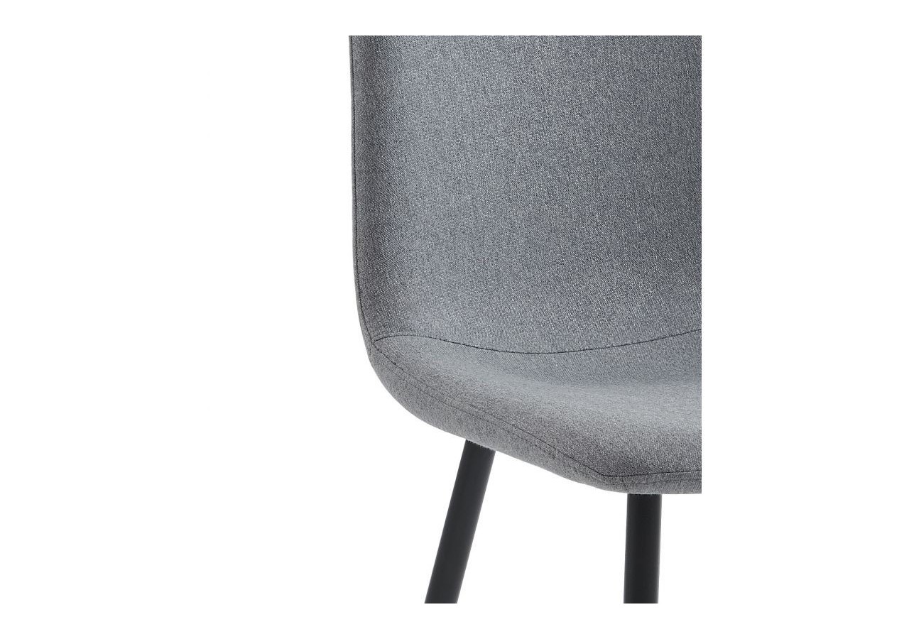 Lot de 4 chaises ESTELLE tissu gris clair pieds métal noir