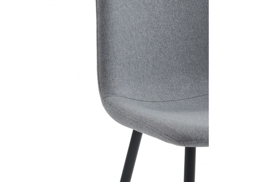 Lot de 4 chaises ESTELLE tissu gris clair pieds métal noir