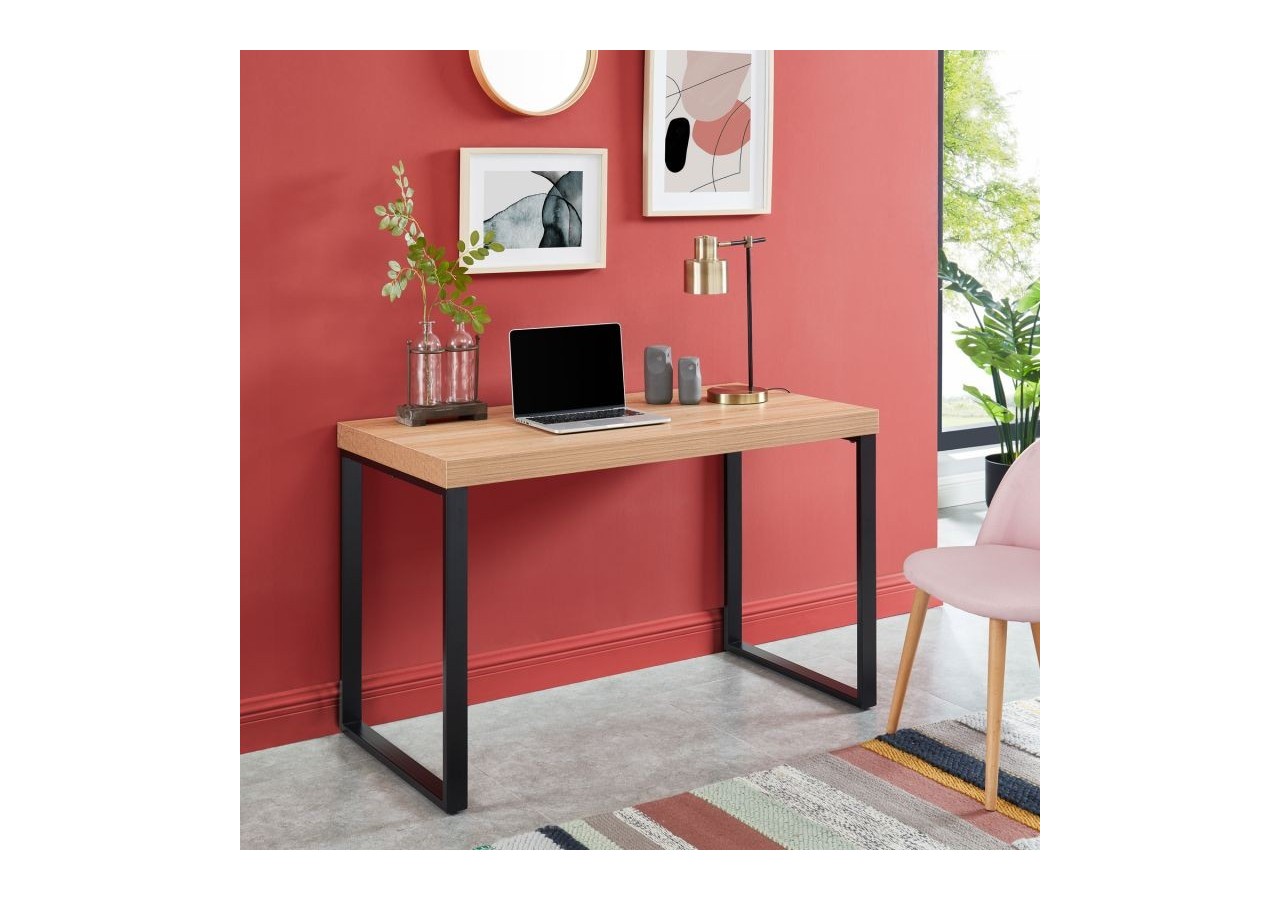 Bureau FELIX effet chêne pieds en métal noir