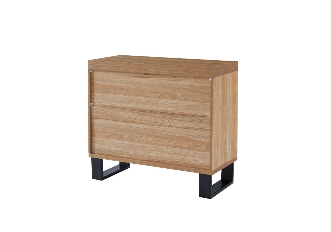 Commode FELIX effet chêne et métal noir 3 tiroirs