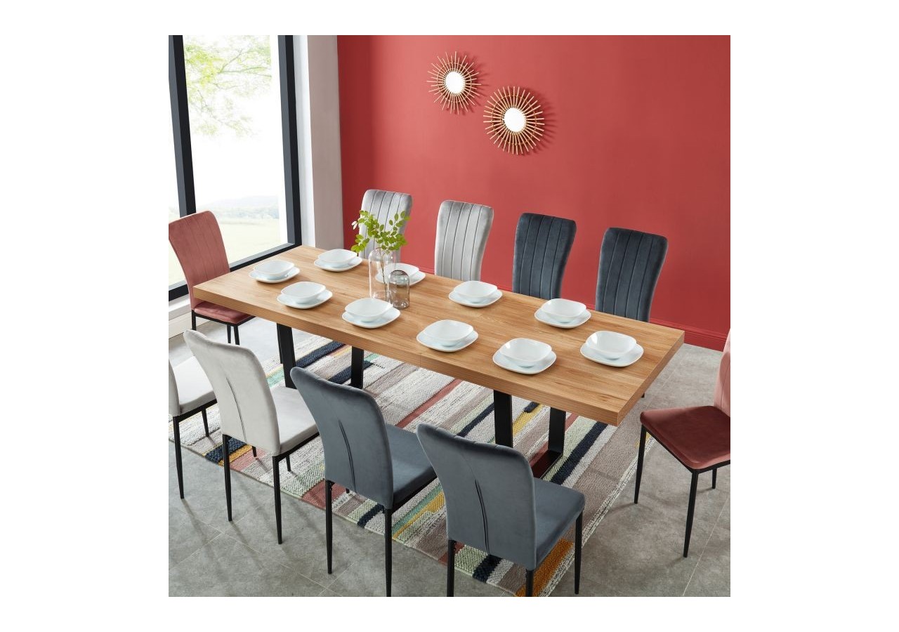 Table extensible FELIX Effet chêne et pieds en métal L180-240cm