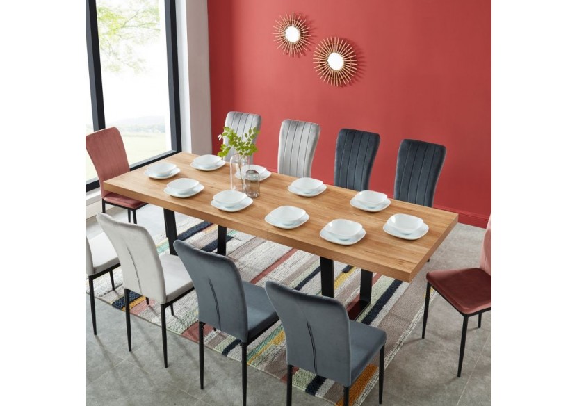 Table extensible FELIX Effet chêne et pieds en métal L180-240cm