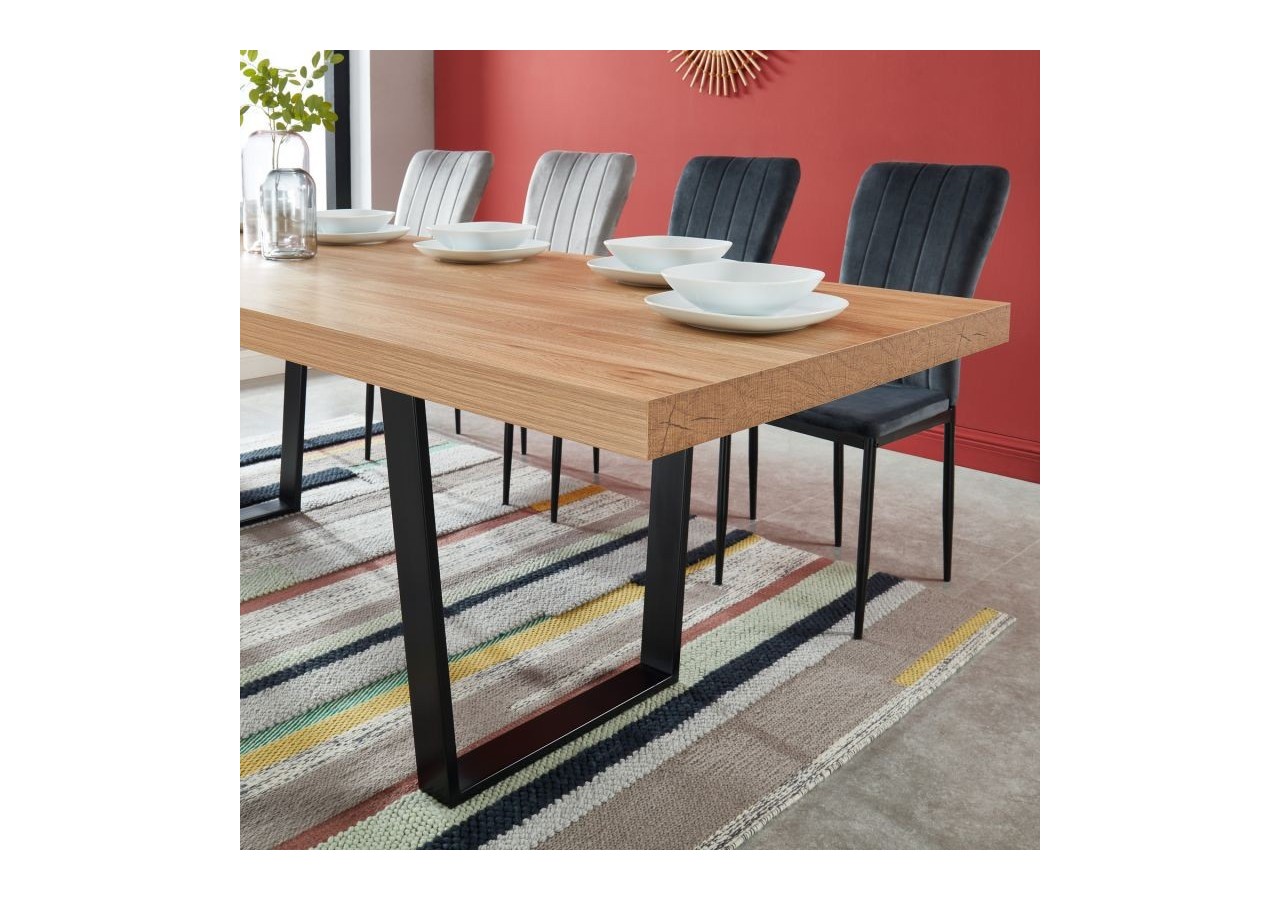 Table extensible FELIX Effet chêne et pieds en métal L180-240cm