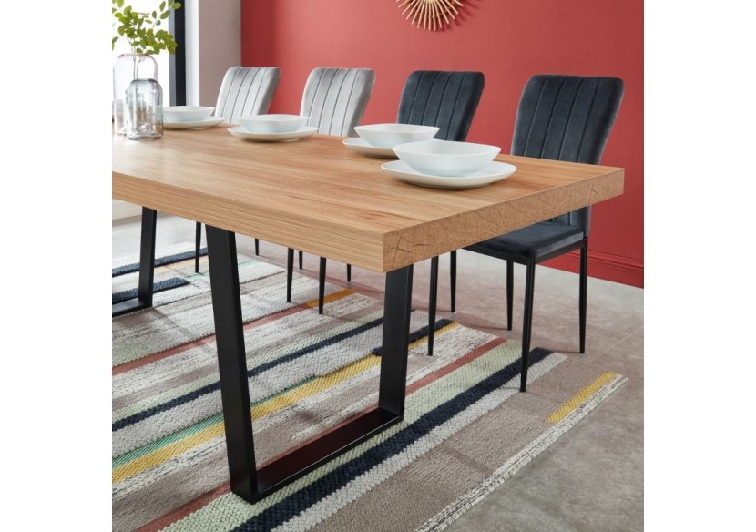 Table extensible FELIX Effet chêne et pieds en métal L180-240cm