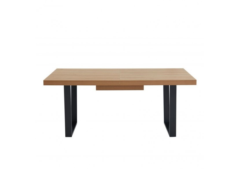 Table extensible FELIX Effet chêne et pieds en métal L180-240cm