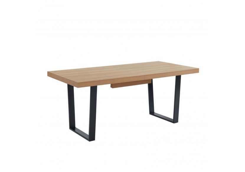 Table extensible FELIX Effet chêne et pieds en métal L180-240cm