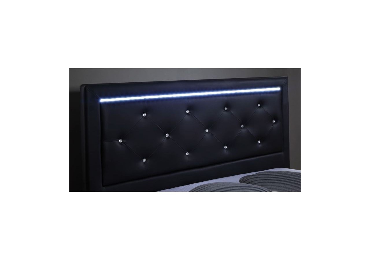 Lit à led FILIP simili noir matelas 160x200