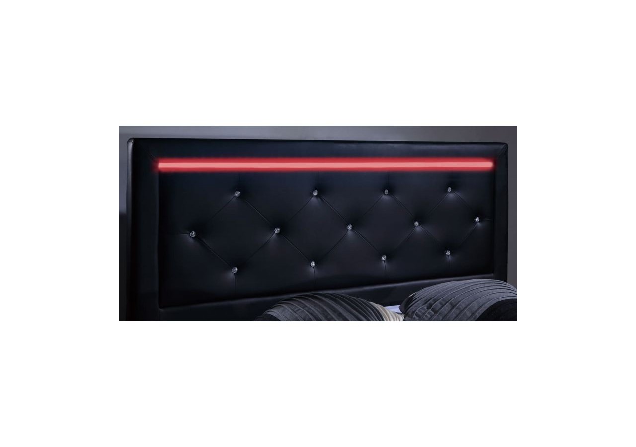 Lit à led FILIP simili noir matelas 160x200