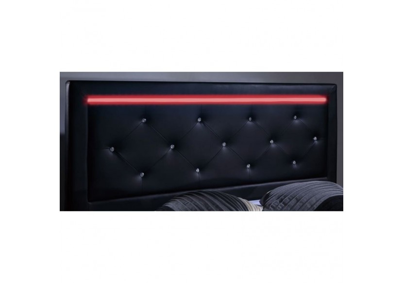 Lit à led FILIP simili noir matelas 160x200