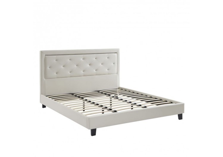 Lit à LED FILIP simili blanc 180x200 sommier inclus