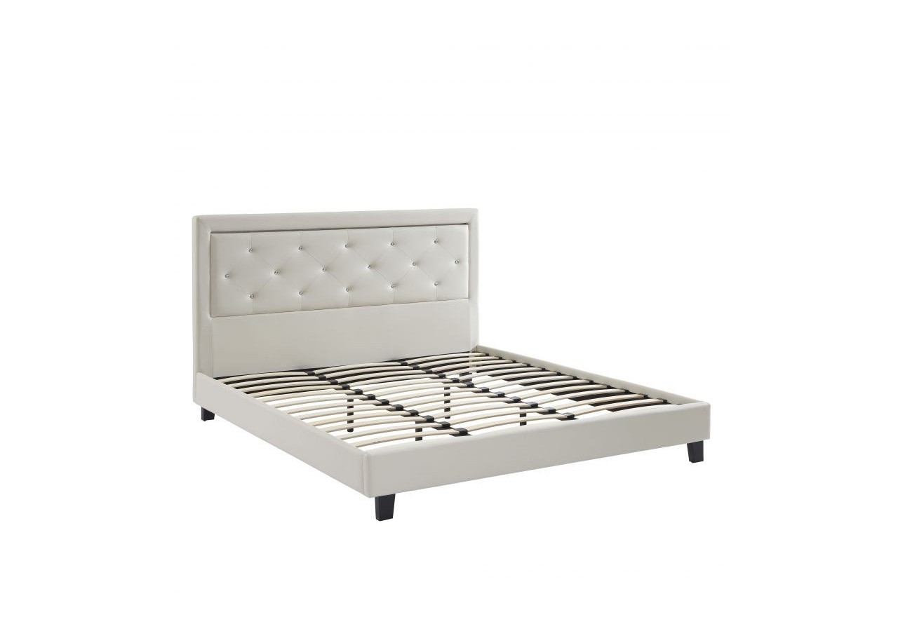 Lit à LED FILIP simili blanc 180x200 sommier inclus