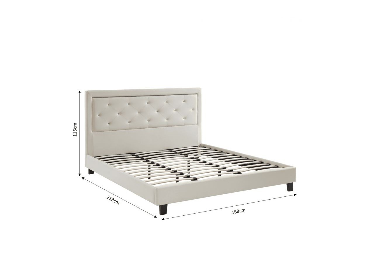 Lit à LED FILIP simili blanc 180x200 sommier inclus