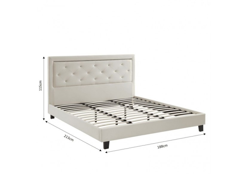 Lit à LED FILIP simili blanc 180x200 sommier inclus