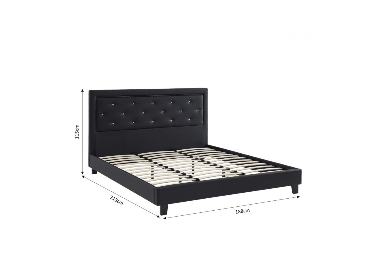 Lit à LED FILIP simili noir 180x200 sommier inclus