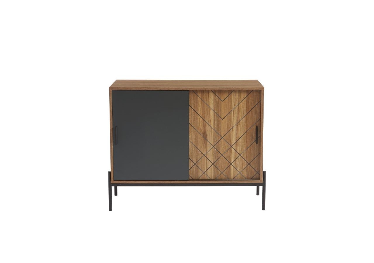 Buffet GEOMA effet chêne foncé et gris 90cm