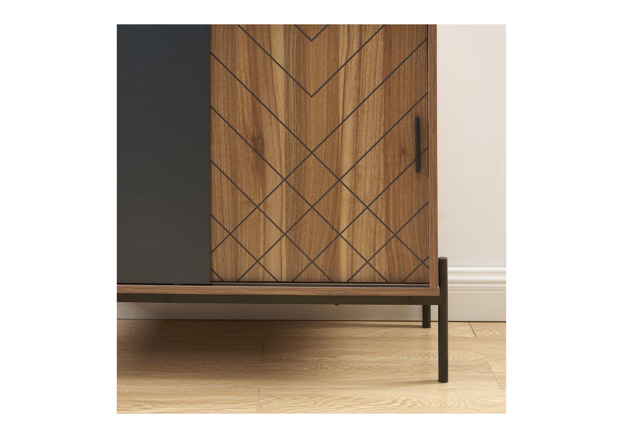 Buffet GEOMA effet chêne foncé et gris 90cm