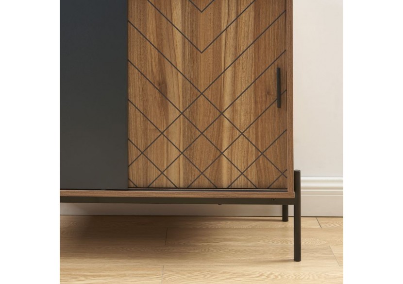 Buffet GEOMA effet chêne foncé et gris 90cm