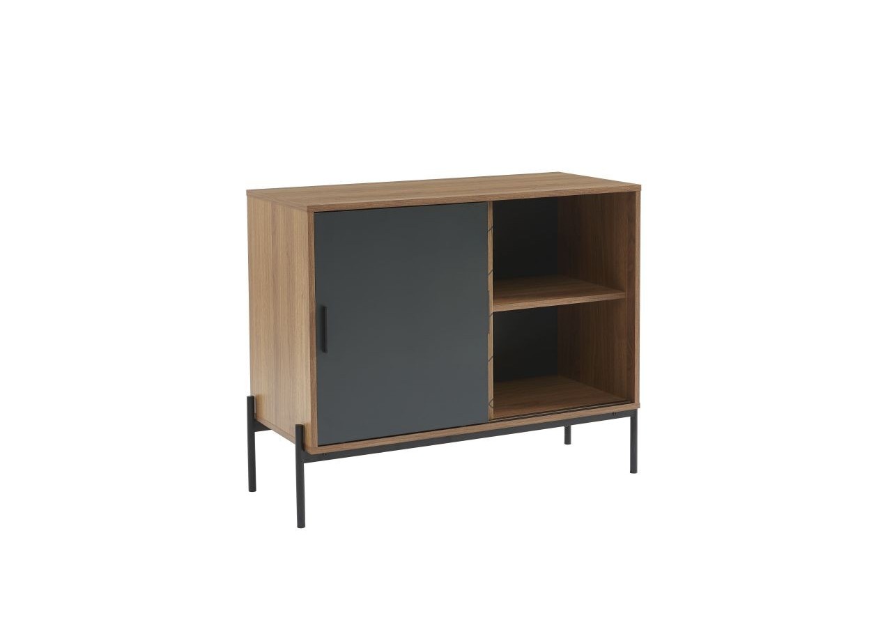 Buffet GEOMA effet chêne foncé et gris 90cm