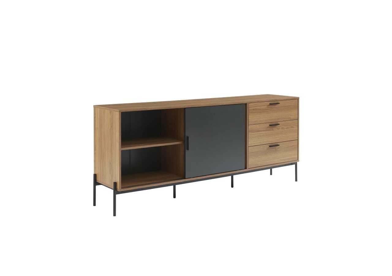 Buffet GEOMA effet chêne foncé et gris 180cm