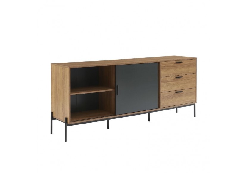 Buffet GEOMA effet chêne foncé et gris 180cm