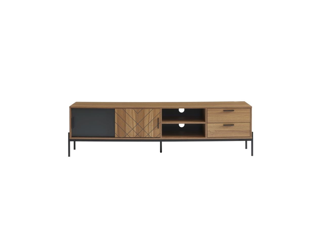 Meuble tv GEOMA effet chêne foncé et gris 180cm