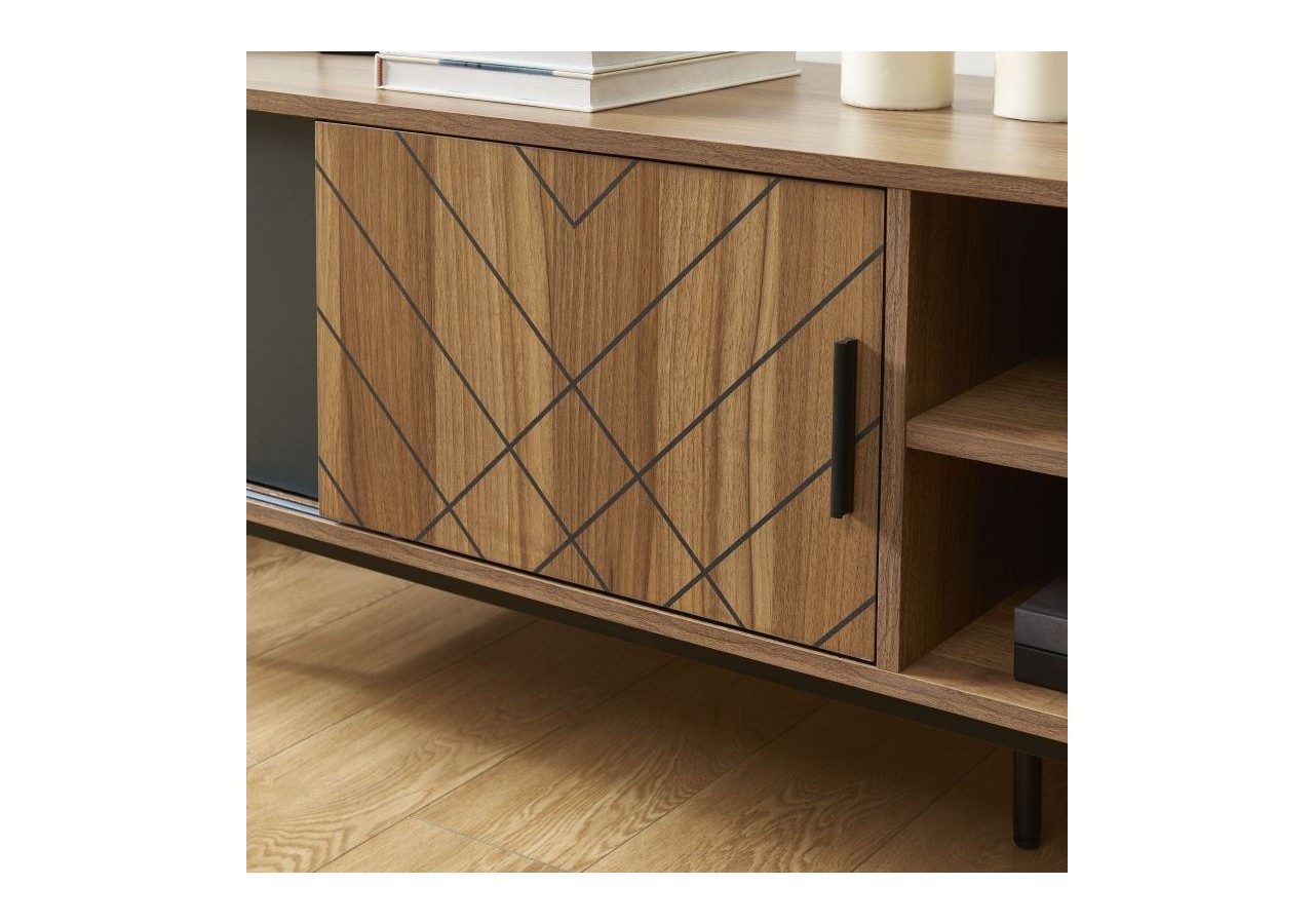 Meuble tv GEOMA effet chêne foncé et gris 180cm