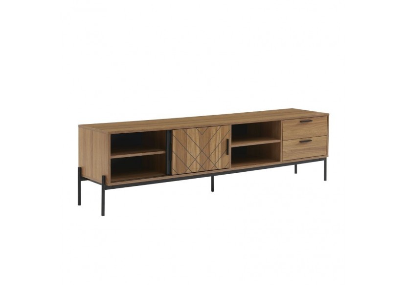 Meuble tv GEOMA effet chêne foncé et gris 180cm