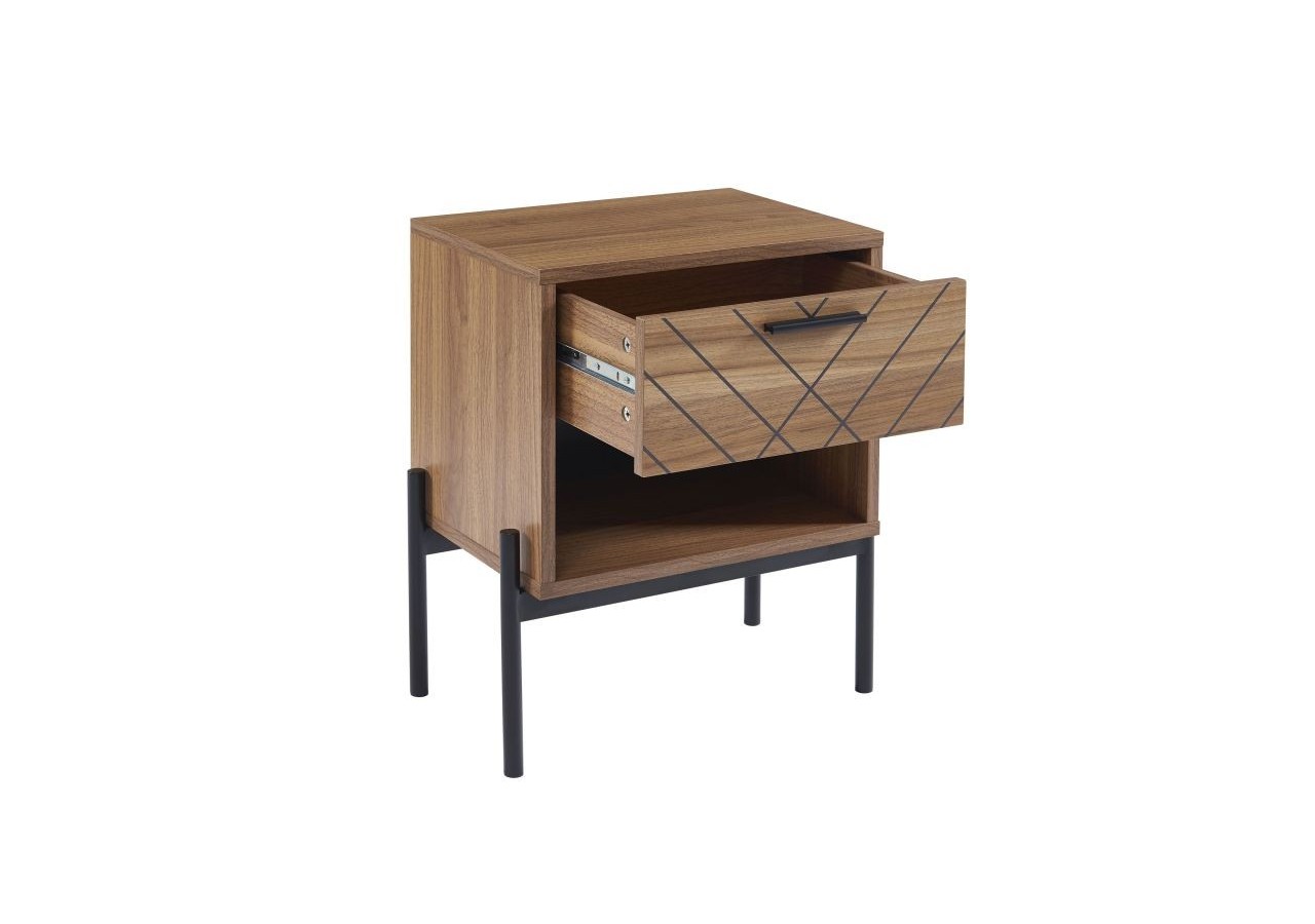 Table de chevet GEOMA effet chêne foncé et motifs 1 tiroir
