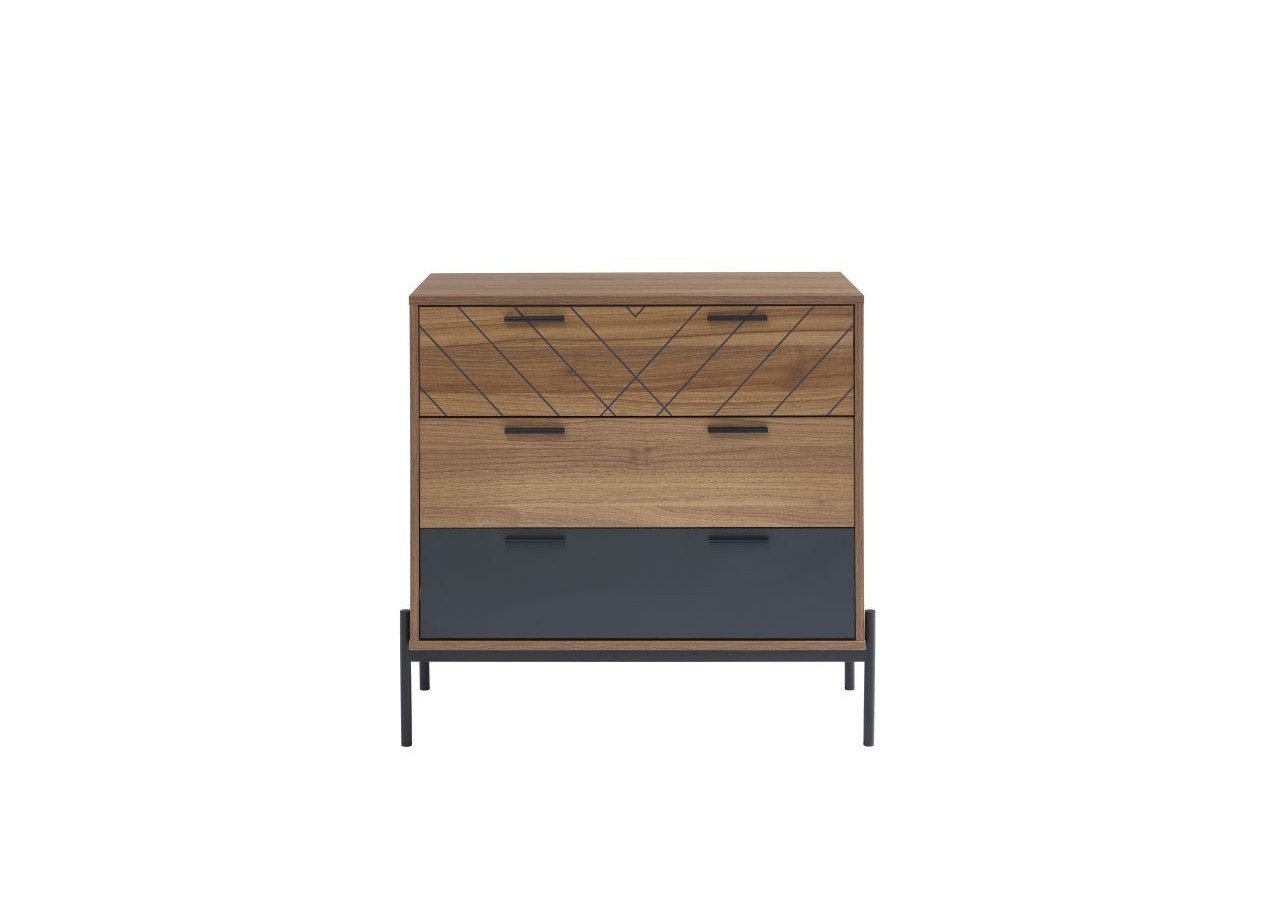 Commode GEOMA effet chêne foncé et gris 80cm