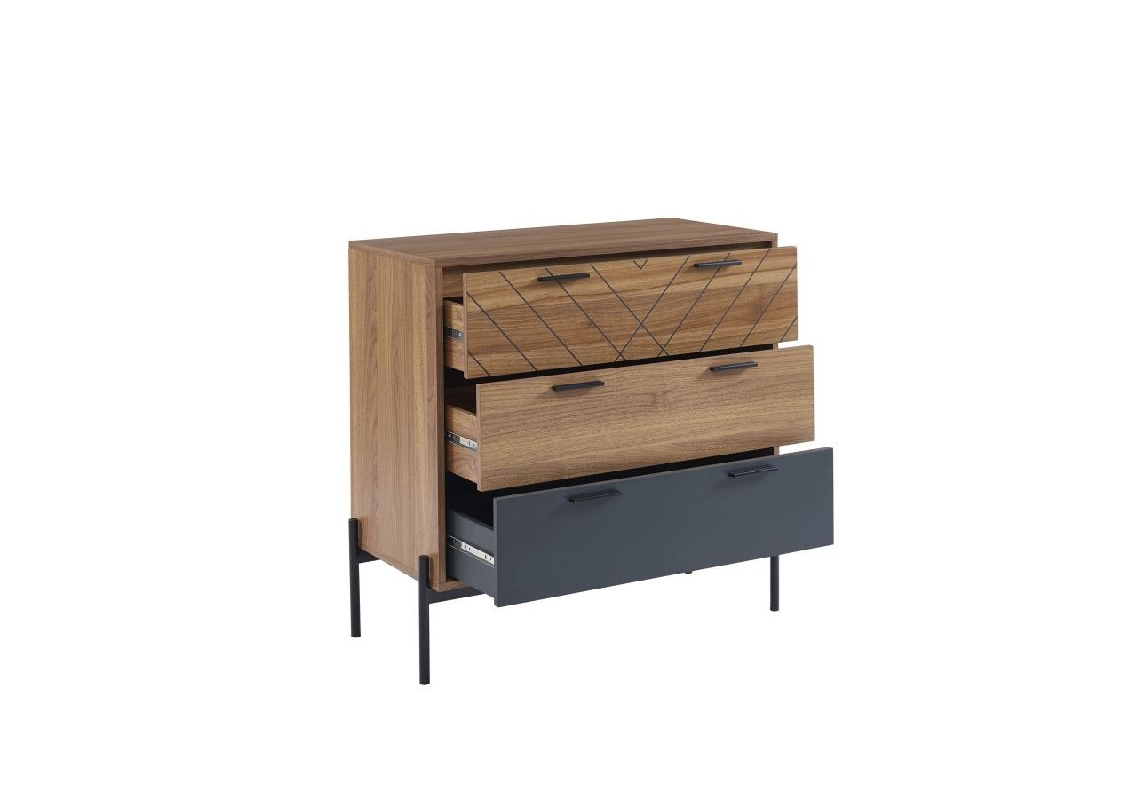 Commode GEOMA effet chêne foncé et gris 80cm