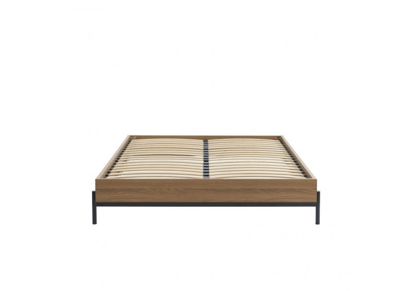 Cadre de lit GEOMA effet chêne foncé 140x190 sommier inclus