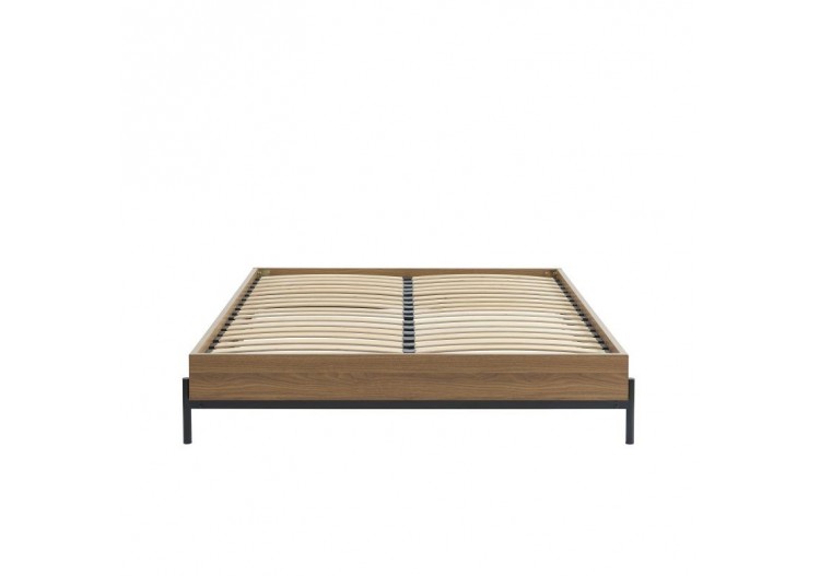 Cadre de lit GEOMA effet chêne foncé 160x200 sommier inclus