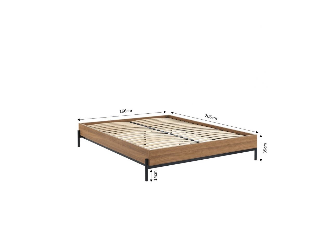 Cadre de lit GEOMA effet chêne foncé 160x200 sommier inclus