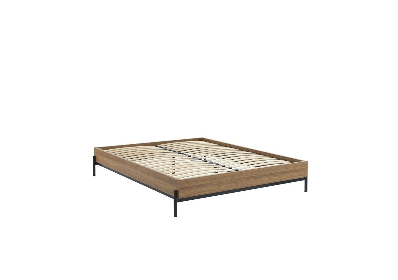Cadre de lit GEOMA effet chêne foncé 160x200 sommier inclus