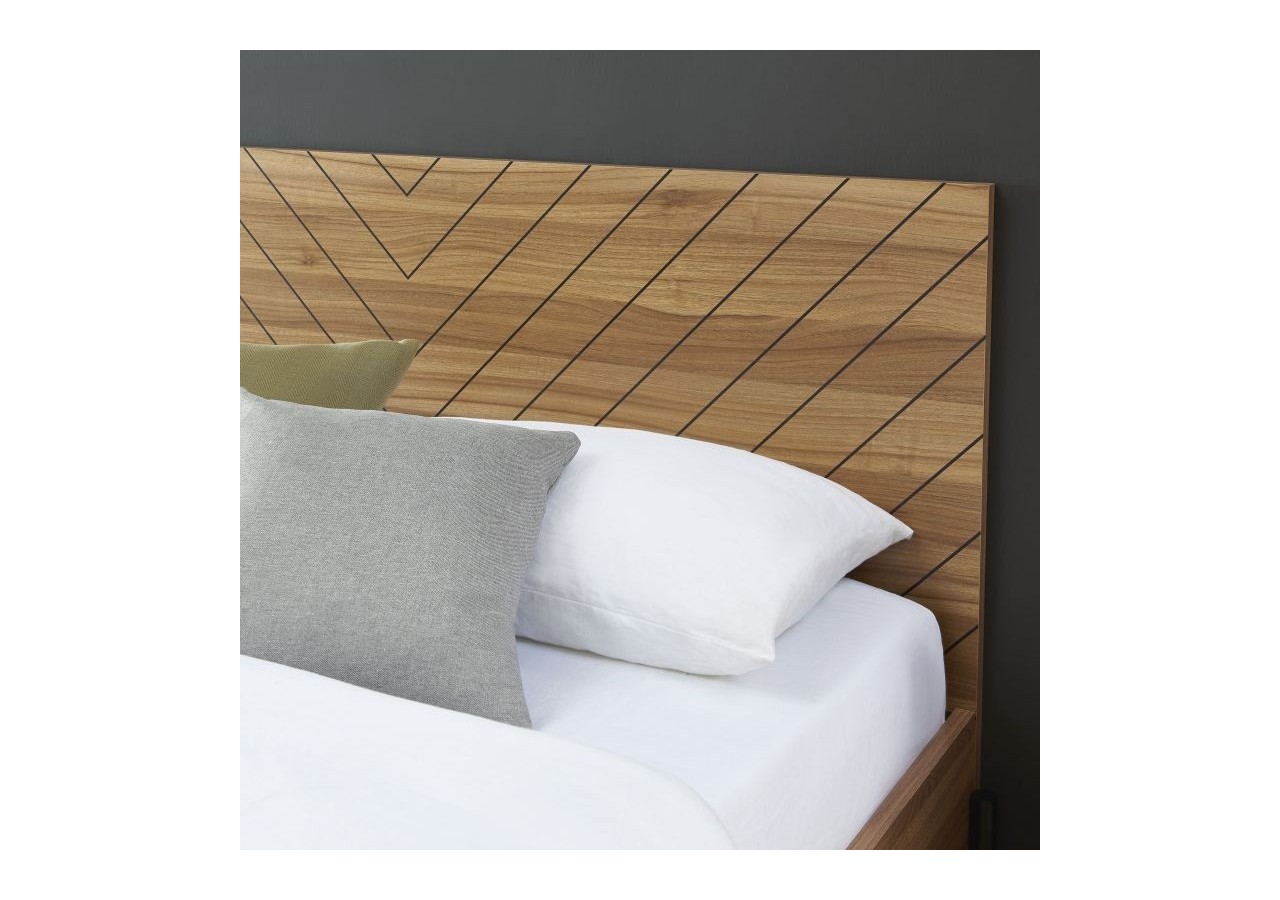 Lit double GEOMA effet chêne foncé 140x190 sommier inclus