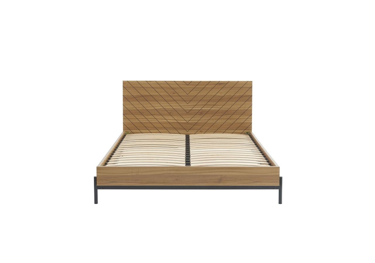 Lit double GEOMA effet chêne foncé 160x200 sommier inclus