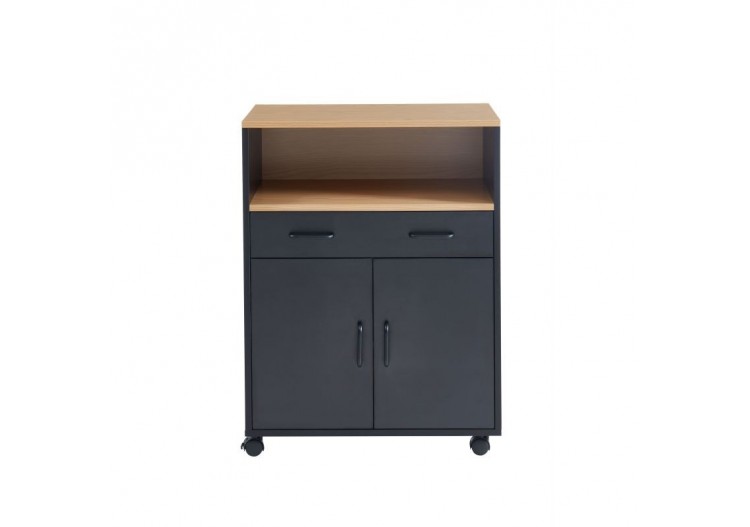 Desserte de cuisine GINGER noir et effet chêne 2 portes et 1 tiroir