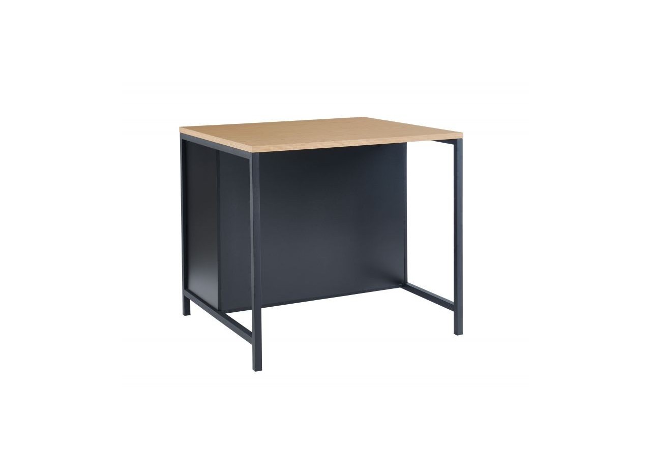 Ilot central GINGER noir et effet chêne 1 porte et 1 tiroir