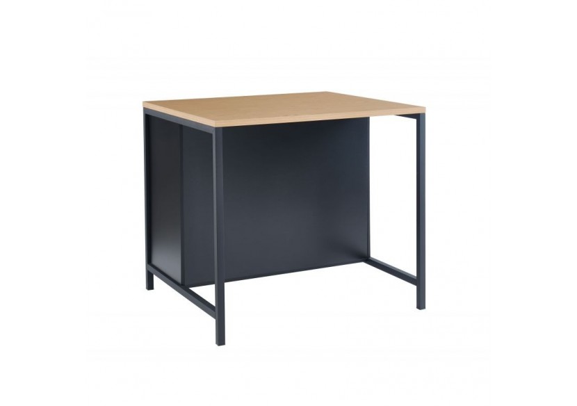 Ilot central GINGER noir et effet chêne 1 porte et 1 tiroir