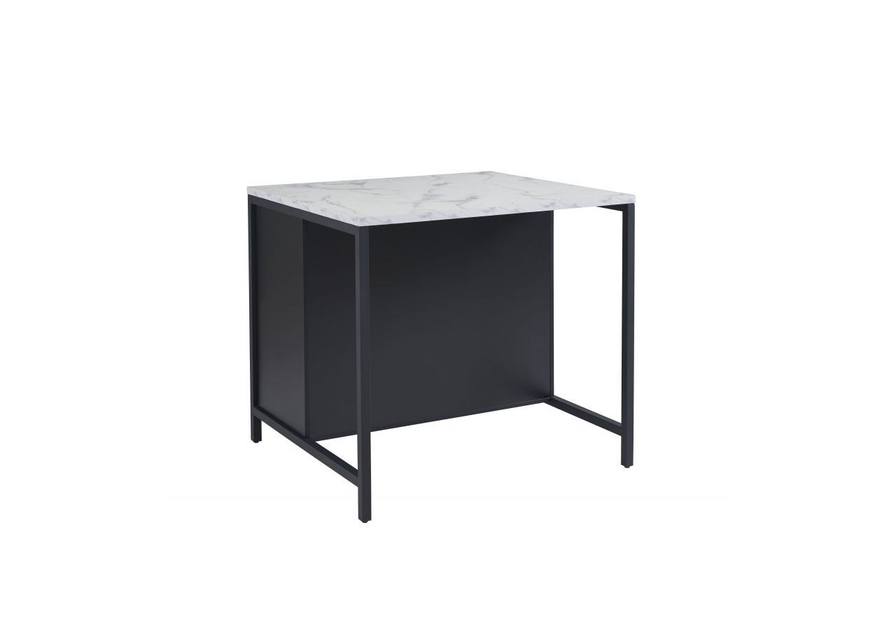 Ilot central GINGER noir et effet marbre blanc l100cm