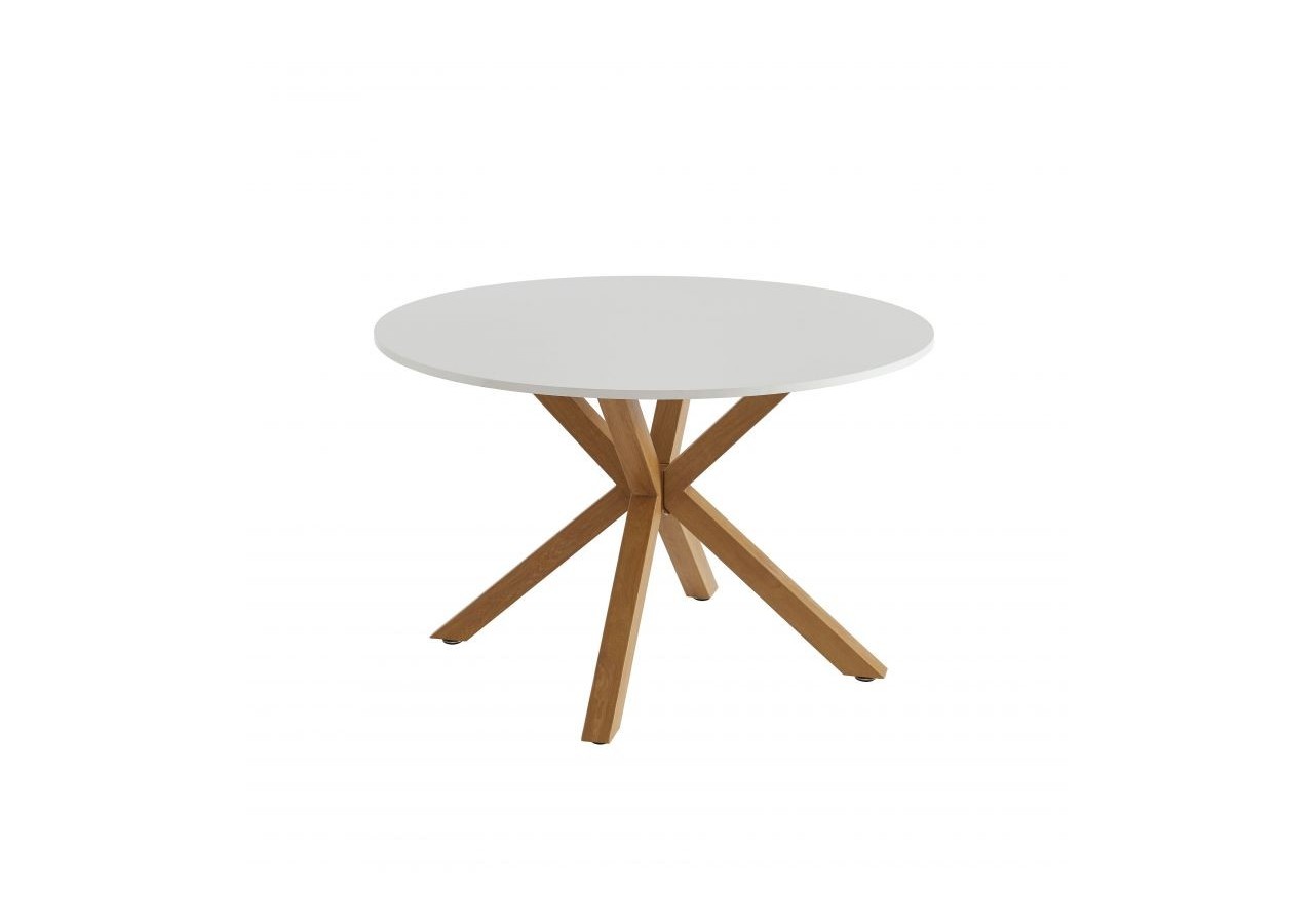 Table à manger ronde HARRY blanc et effet chêne 120cm
