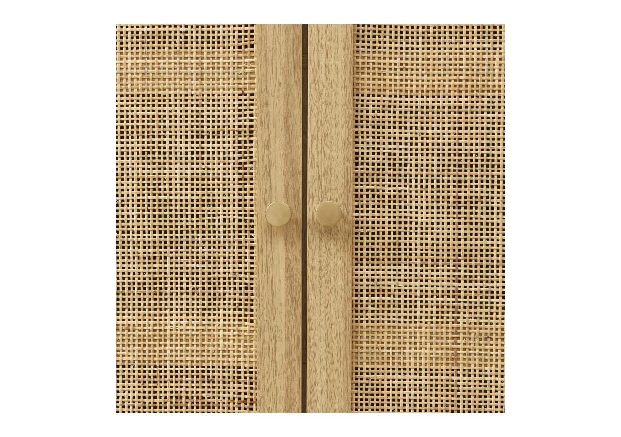 Buffet HELENA effet chêne et cannage rotin 2 portes 80 cm