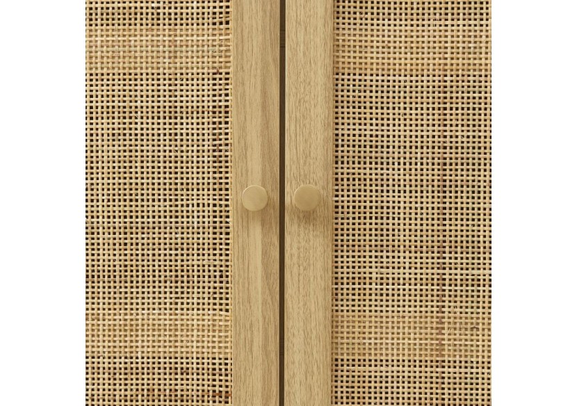 Buffet HELENA effet chêne et cannage rotin 2 portes 80 cm