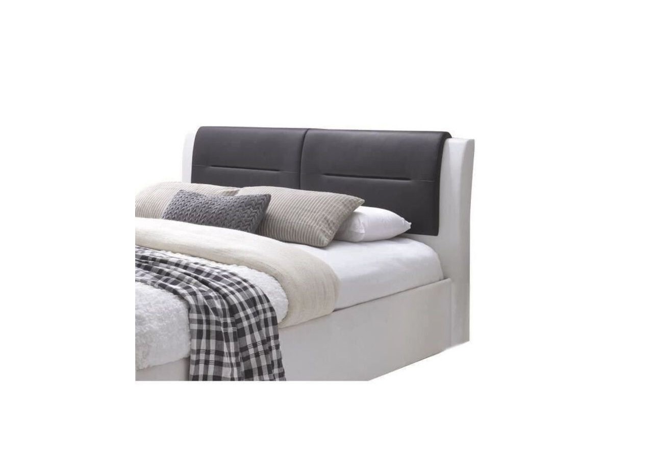 Lit à tiroirs IMAGINA simili blanc et noir 160x200 sommier inclus