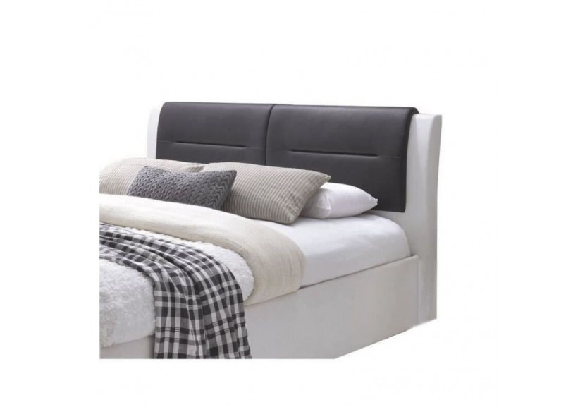 Lit à tiroirs IMAGINA simili blanc et noir 160x200 sommier inclus