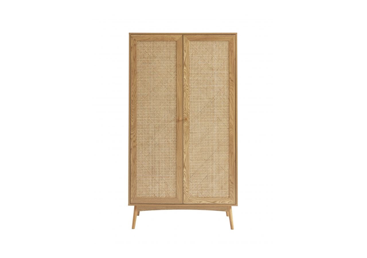 Armoire INES effet chêne et cannage rotin 2 portes