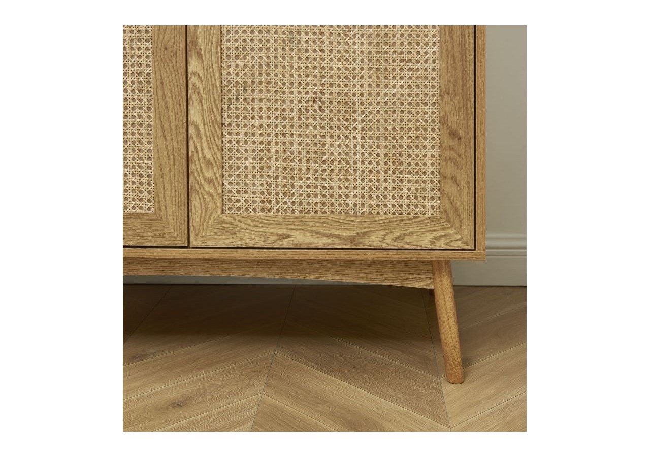 Armoire INES effet chêne et cannage rotin 2 portes