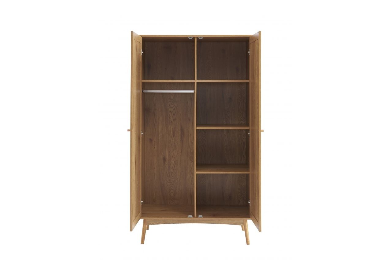 Armoire INES effet chêne et cannage rotin 2 portes