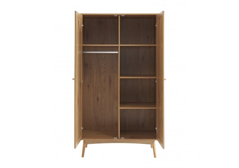 Armoire INES effet chêne et cannage rotin 2 portes